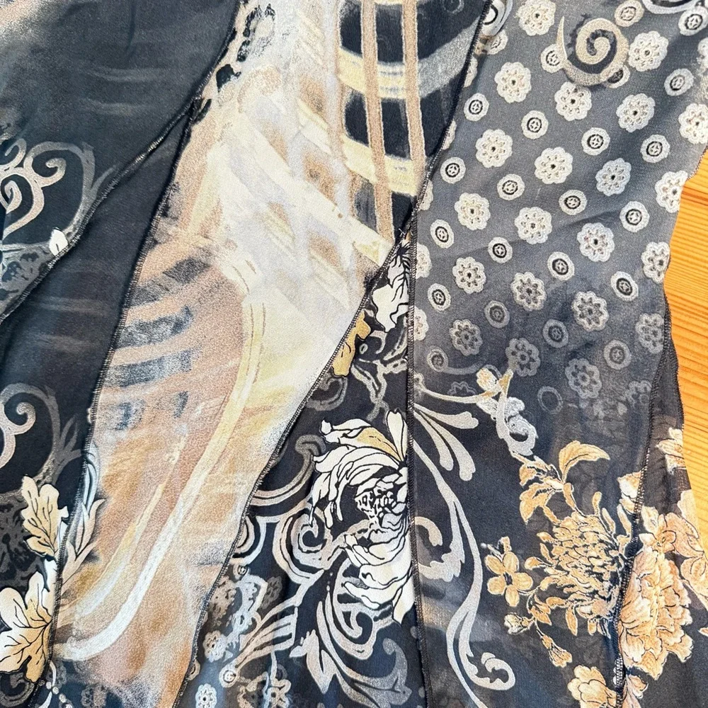 Patchwork Midi Skirt, Multi Floral Pattern Fairy High Rise S - Picture 3 of 12